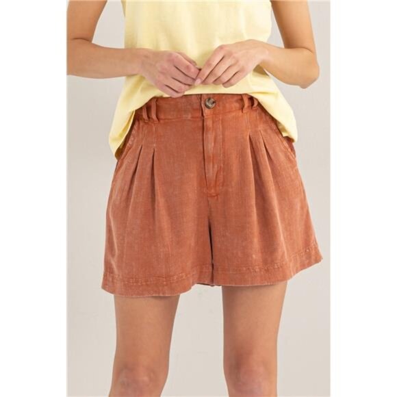 HYFVE Pants - NWT HYFVE High Waist Pleated Linen Shorts, Mineral Wash, Relaxed Fit